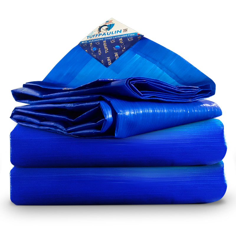 Tarpaulin Blue Tirpal Tadpatri Tharpai Thadika, Extra Strong, Reinforced Eyelets, UV Resistant, 100% Waterproof Virgin, 6 Layer MLCL 3D Ribs Technology