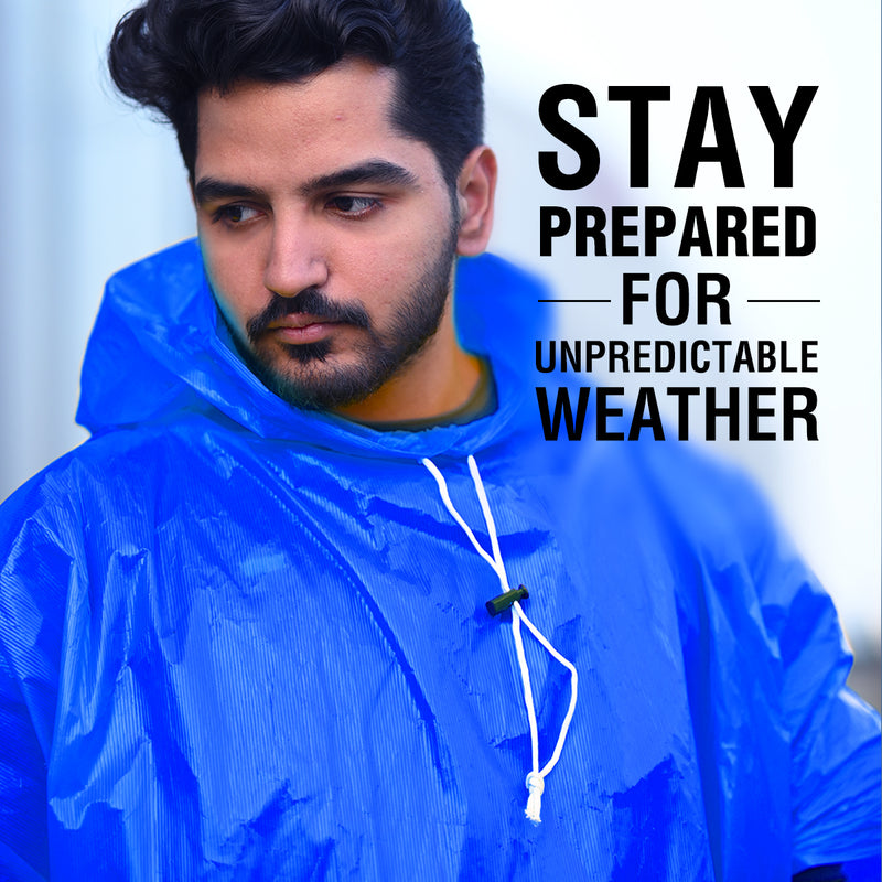 Half Sleeves Unisex Reusable Pocket Emergency Waterproof Rain Poncho for men and women Free Size