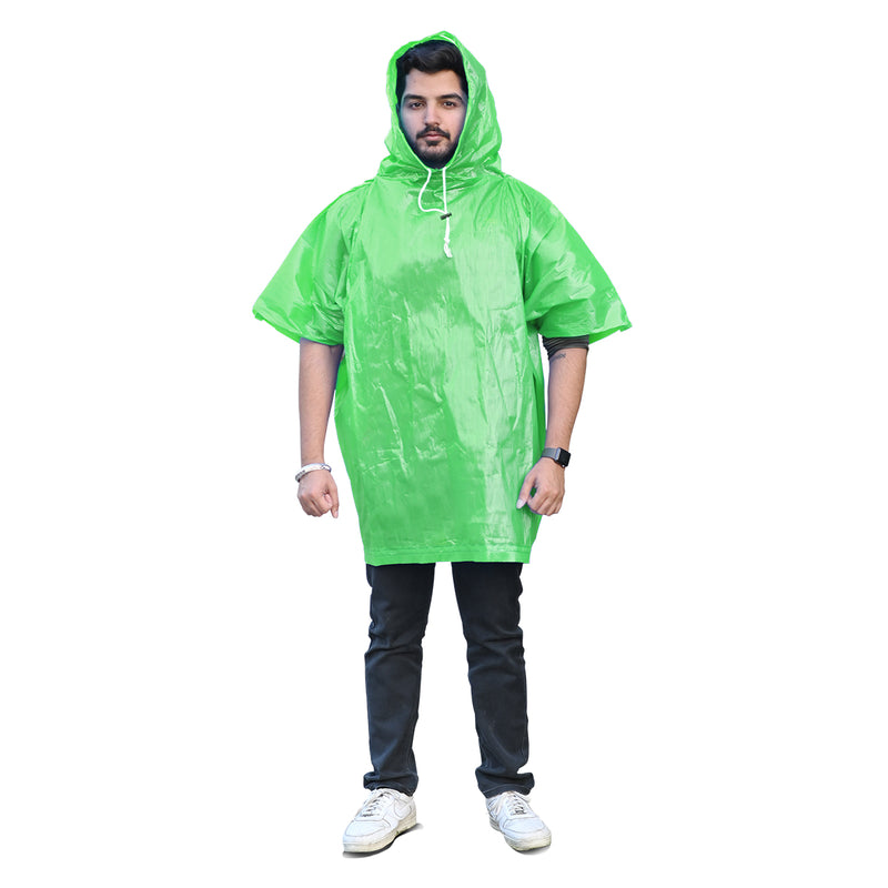 Half Sleeves Unisex Reusable Pocket Emergency Waterproof Rain Poncho for men and women Free Size