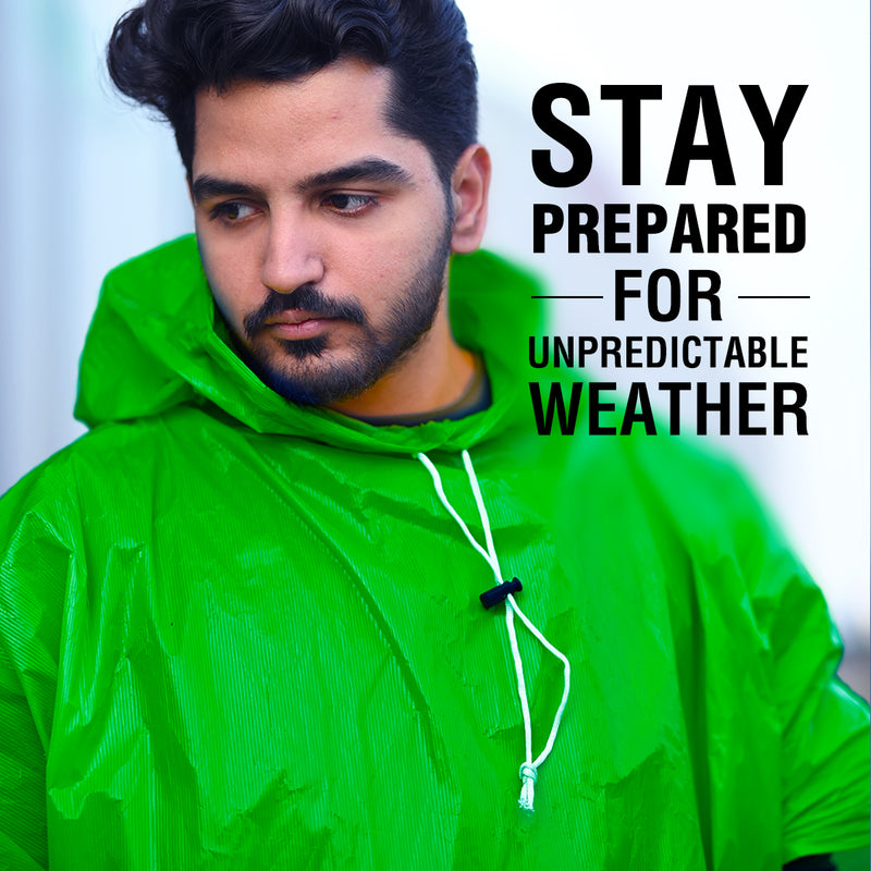 Half Sleeves Unisex Reusable Pocket Emergency Waterproof Rain Poncho for men and women Free Size