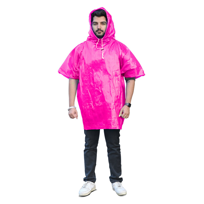 Half Sleeves Unisex Reusable Pocket Emergency Waterproof Rain Poncho for men and women Free Size