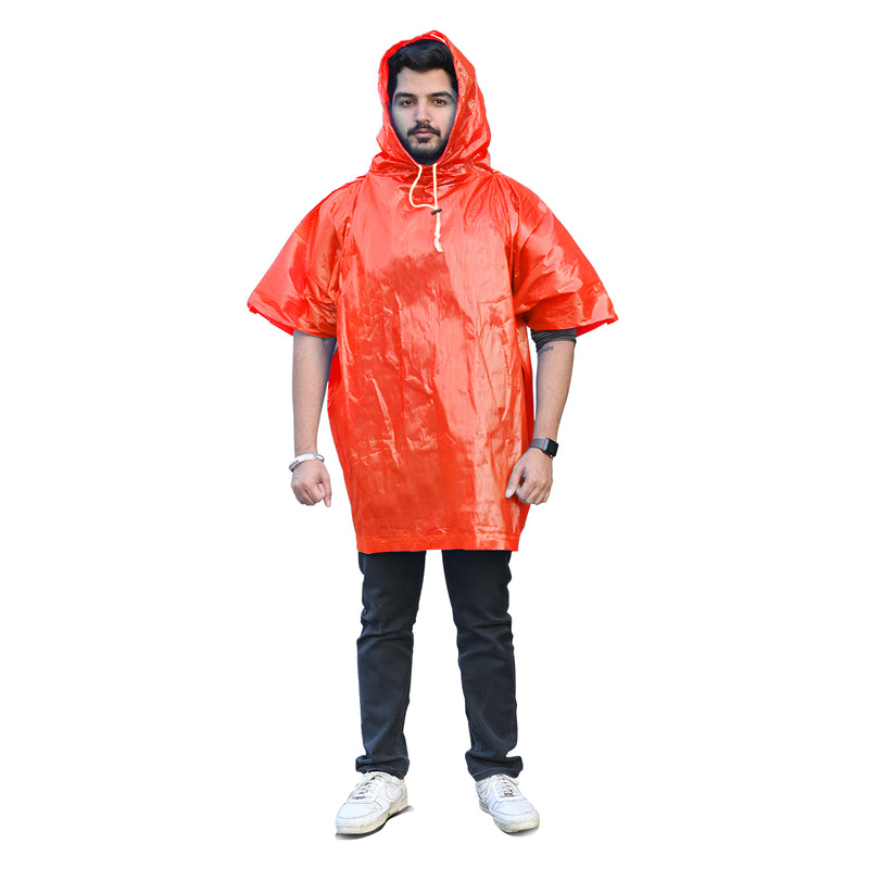 Half Sleeves Unisex Reusable Pocket Emergency Waterproof Rain Poncho for men and women Free Size