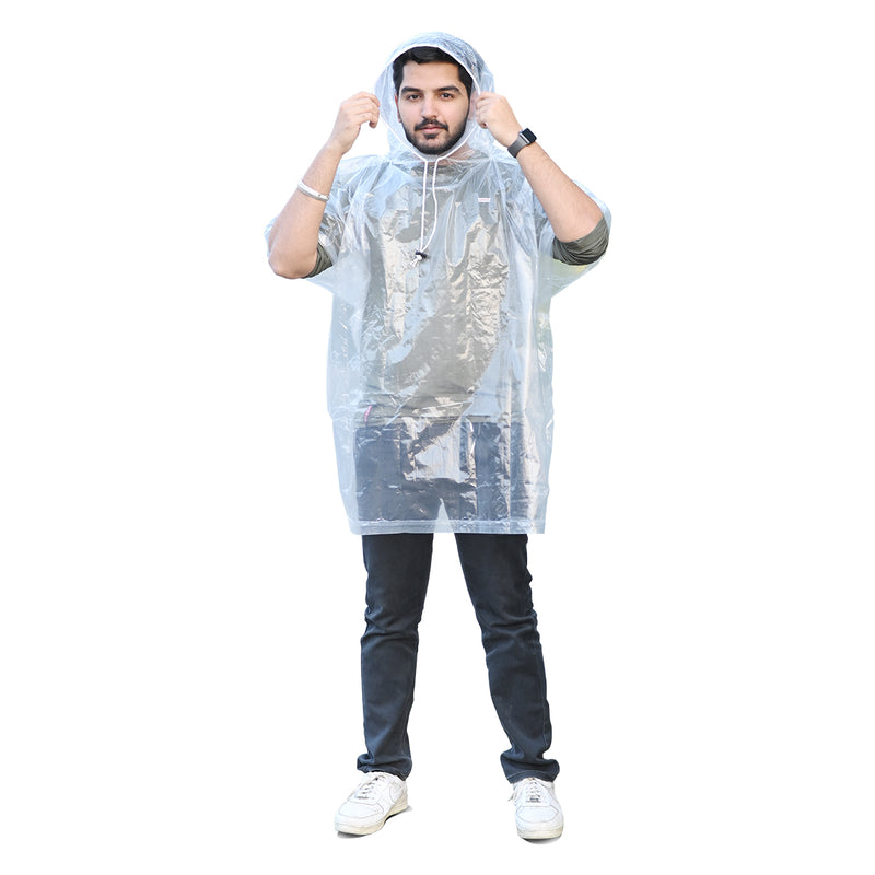 Half Sleeves Unisex Reusable Pocket Emergency Waterproof Rain Poncho for men and women Free Size