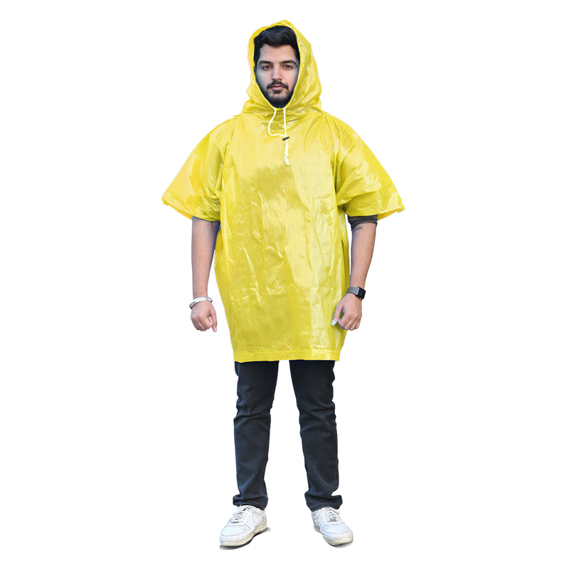 Half Sleeves Unisex Reusable Pocket Emergency Waterproof Rain Poncho for men and women Free Size